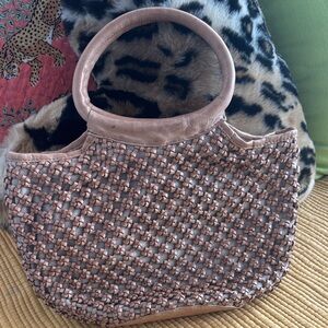 Elegant Woven Tan Leather Handbag